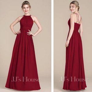 NWT JJ's House A-line Scoop Floor-Length Chiffon Prom Dress Size 4 Mulberry